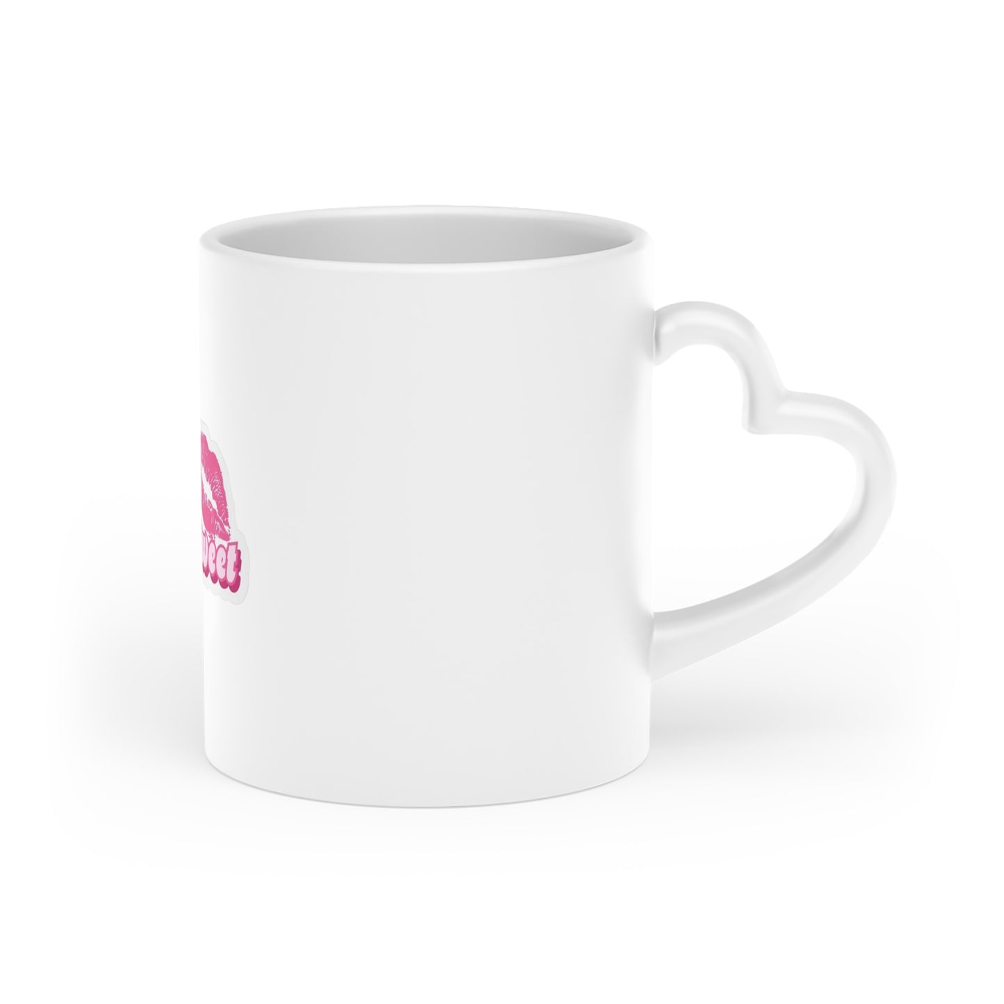 Heart-Shaped Mug - 'Short n' Sweet' Kiss Print