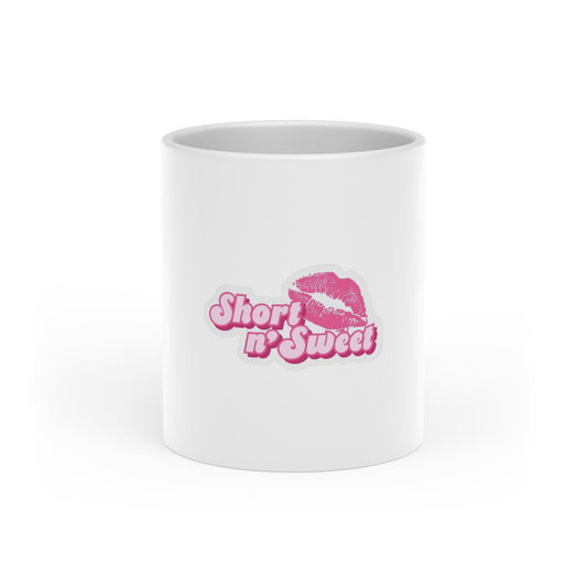 Heart-Shaped Mug - 'Short n' Sweet' Kiss Print